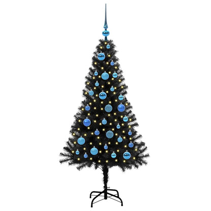 vidaXL Sapin de Noël avec 150 LED et support Noir 150 cm PVC
