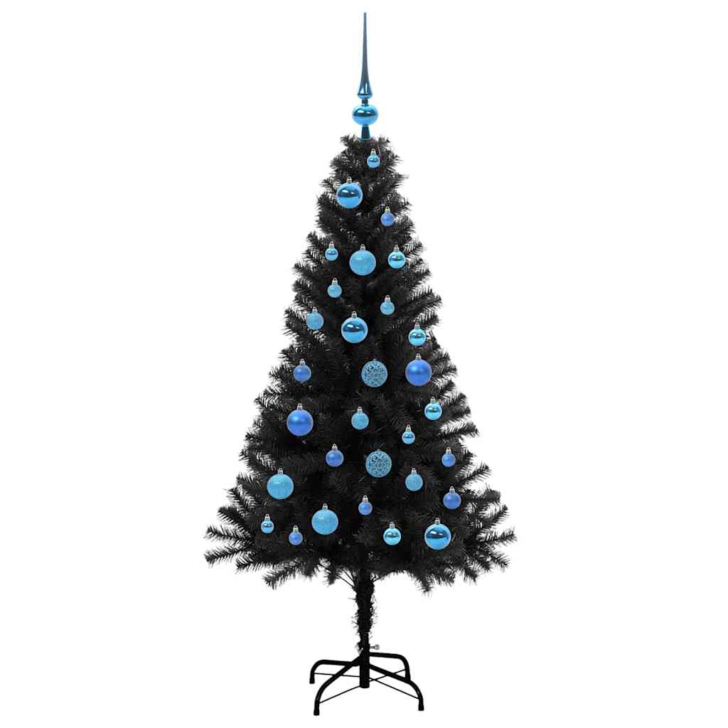 vidaXL Sapin de Noël avec 150 LED et support Noir 150 cm PVC