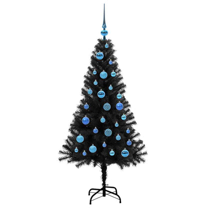 vidaXL Sapin de Noël avec 150 LED et support Noir 150 cm PVC