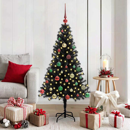 vidaXL Sapin de Noël avec 150 LED et support Noir 150 cm PVC