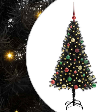 vidaXL Sapin de Noël avec 150 LED et support Noir 150 cm PVC