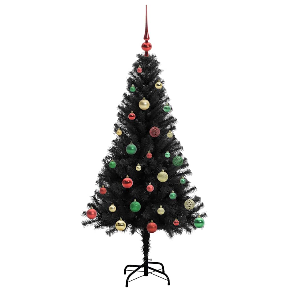 vidaXL Sapin de Noël avec 150 LED et support Noir 150 cm PVC