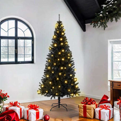 vidaXL Weihnachtsbaum mit 300 LEDs mit Ständer Schwarz 180 cm PVC