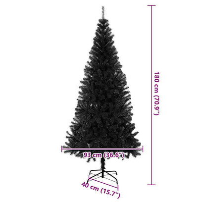 vidaXL Weihnachtsbaum mit 300 LEDs mit Ständer Schwarz 180 cm PVC