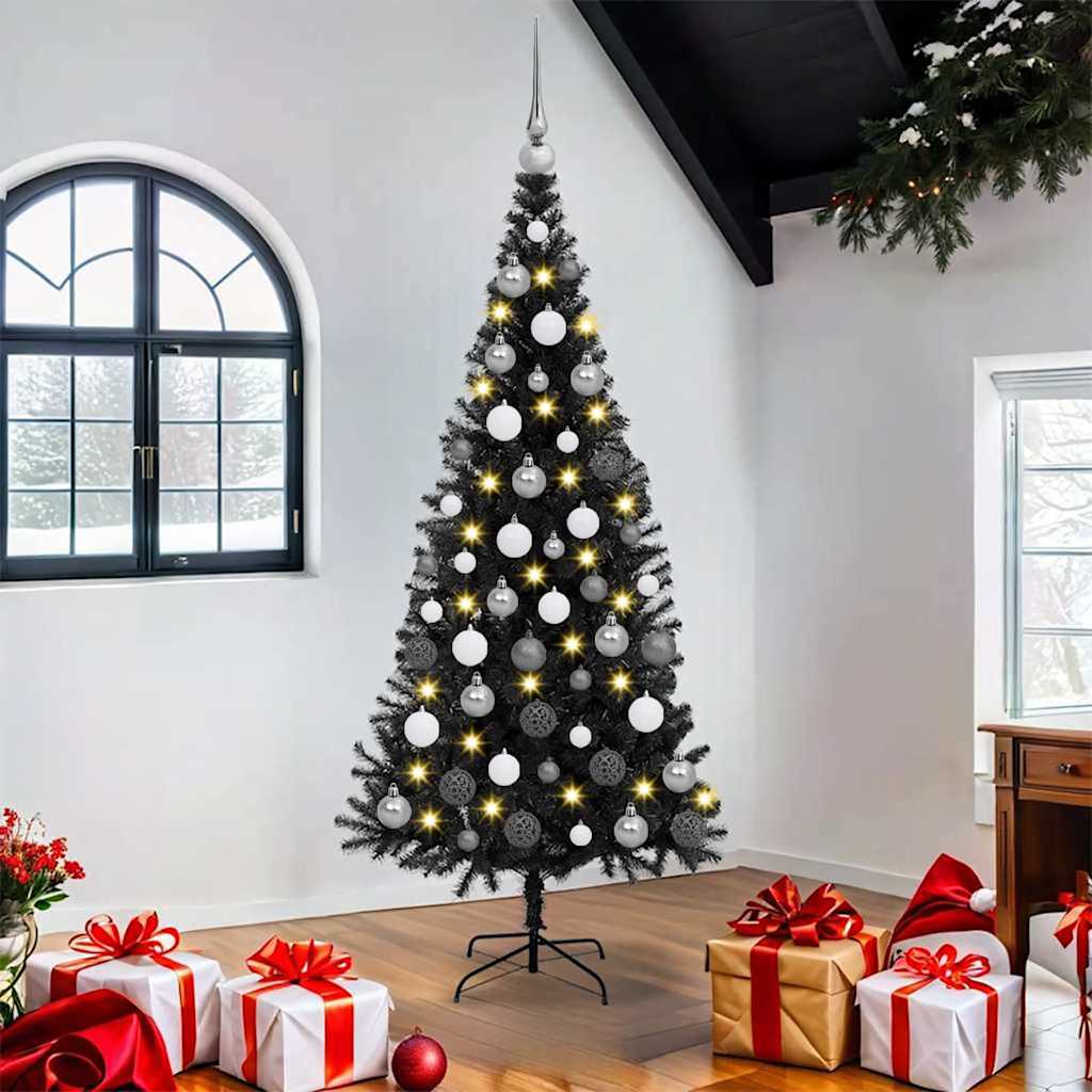 vidaXL Sapin de Noël avec 300 LED et support Noir 180 cm PVC
