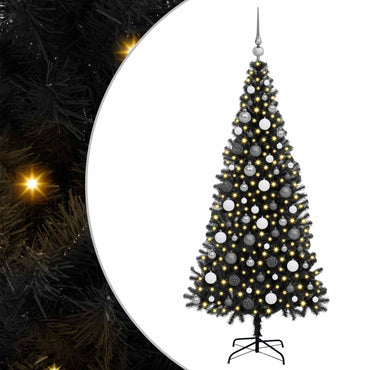 vidaXL Sapin de Noël avec 300 LED et support Noir 180 cm PVC