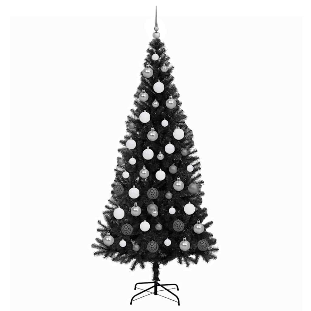 vidaXL Sapin de Noël avec 300 LED et support Noir 180 cm PVC