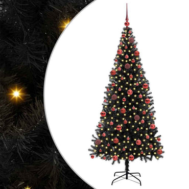 vidaXL Sapin de Noël avec 300 LED et support Noir 180 cm PVC