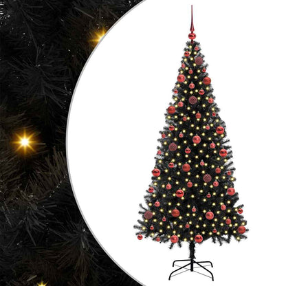 vidaXL Sapin de Noël avec 300 LED et support Noir 180 cm PVC