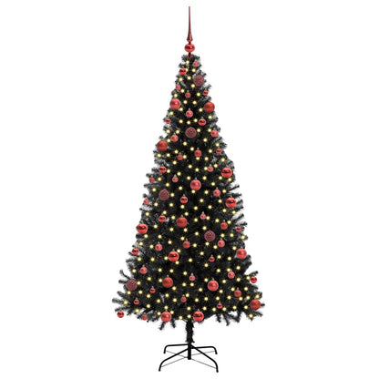 vidaXL Sapin de Noël avec 300 LED et support Noir 180 cm PVC