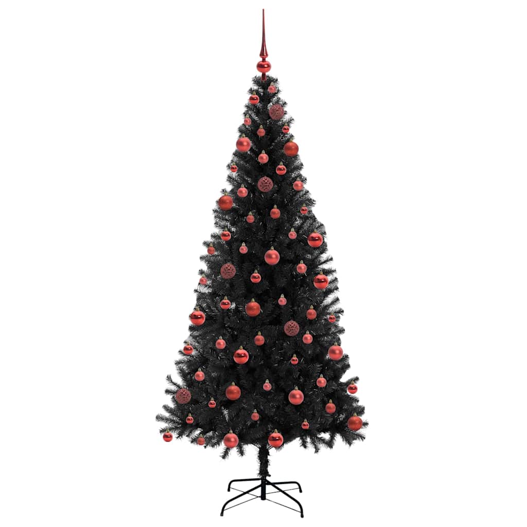 vidaXL Sapin de Noël avec 300 LED et support Noir 180 cm PVC