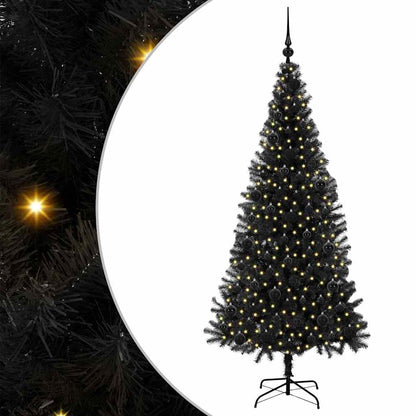 vidaXL Weihnachtsbaum mit 300 LEDs mit Ständer Schwarz 180 cm PVC