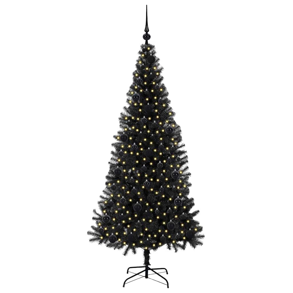 vidaXL Weihnachtsbaum mit 300 LEDs mit Ständer Schwarz 180 cm PVC