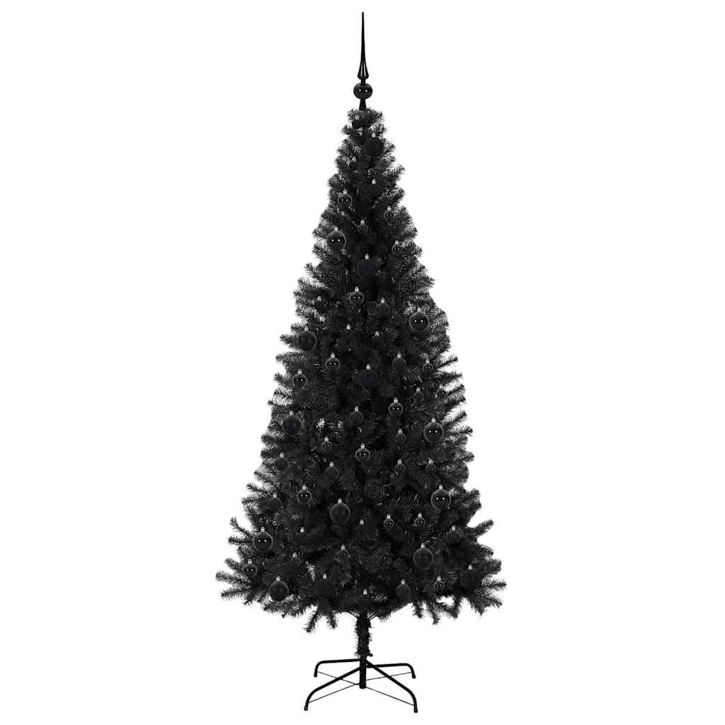 vidaXL Weihnachtsbaum mit 300 LEDs mit Ständer Schwarz 180 cm PVC