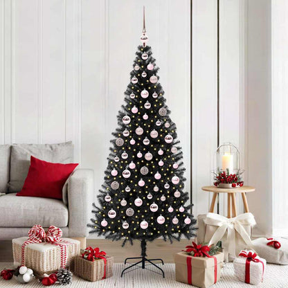 vidaXL Sapin de Noël avec 300 LED et support Noir 180 cm PVC