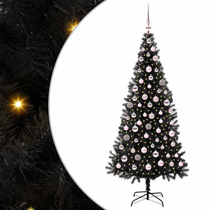vidaXL Sapin de Noël avec 300 LED et support Noir 180 cm PVC
