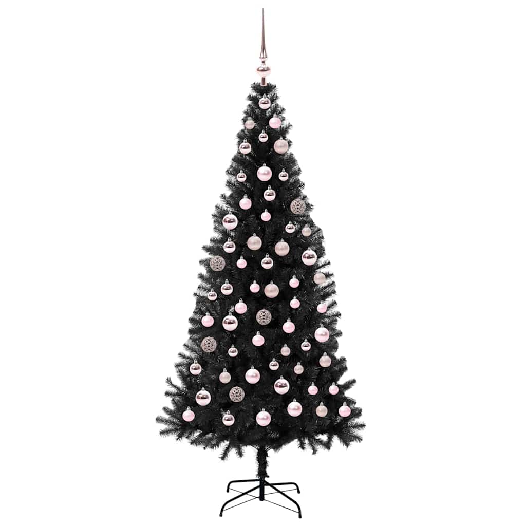 vidaXL Sapin de Noël avec 300 LED et support Noir 180 cm PVC