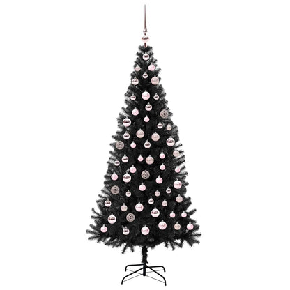 vidaXL Sapin de Noël avec 300 LED et support Noir 180 cm PVC