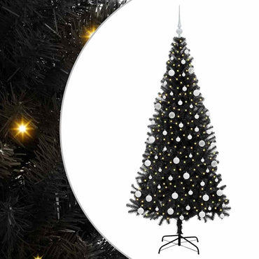 vidaXL Sapin de Noël avec 300 LED et support Noir 180 cm PVC