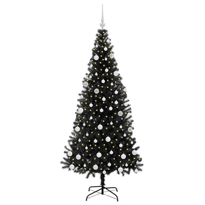 Weihnachtsbaum mit 300 LEDs mit Ständer Schwarz 180 cm PVC