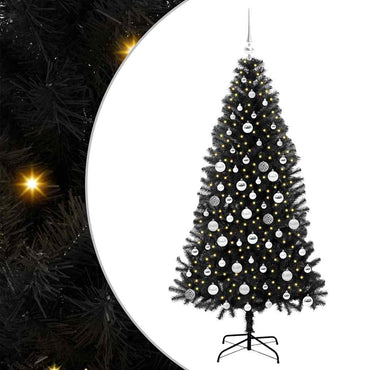 vidaXL Sapin de Noël avec 300 LED et support Noir 180 cm PVC
