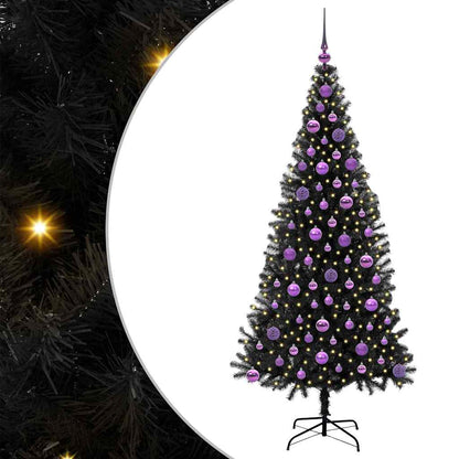 vidaXL Sapin de Noël avec 300 LED et support Noir 180 cm PVC