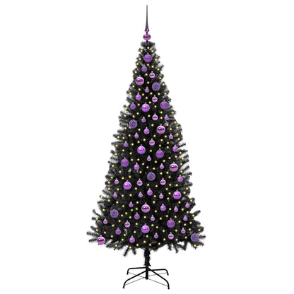 vidaXL Sapin de Noël avec 300 LED et support Noir 180 cm PVC