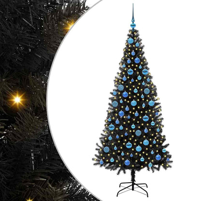 Weihnachtsbaum mit 300 LEDs mit Ständer Schwarz 180 cm PVC