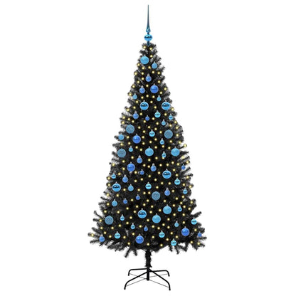 Weihnachtsbaum mit 300 LEDs mit Ständer Schwarz 180 cm PVC