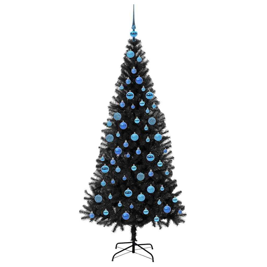 Weihnachtsbaum mit 300 LEDs mit Ständer Schwarz 180 cm PVC