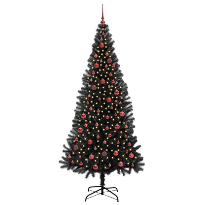 Weihnachtsbaum mit 300 LEDs mit Ständer Schwarz 210 cm PVC