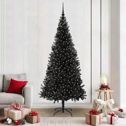 Weihnachtsbaum mit 300 LEDs mit Ständer Schwarz 210 cm PVC