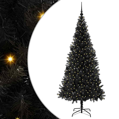 Weihnachtsbaum mit 300 LEDs mit Ständer Schwarz 210 cm PVC