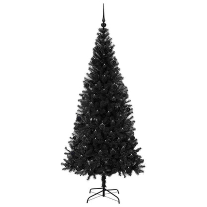 Weihnachtsbaum mit 300 LEDs mit Ständer Schwarz 210 cm PVC