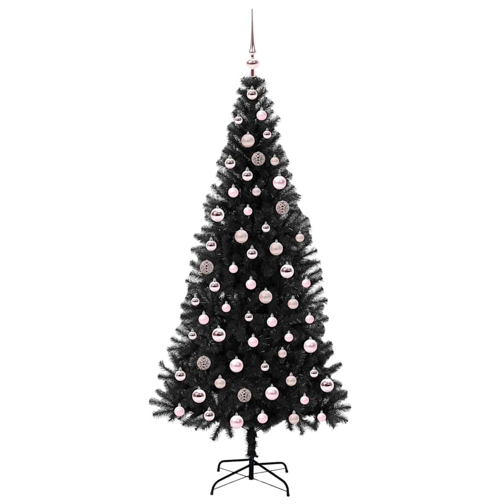 Weihnachtsbaum mit 300 LEDs mit Ständer Schwarz 210 cm PVC
