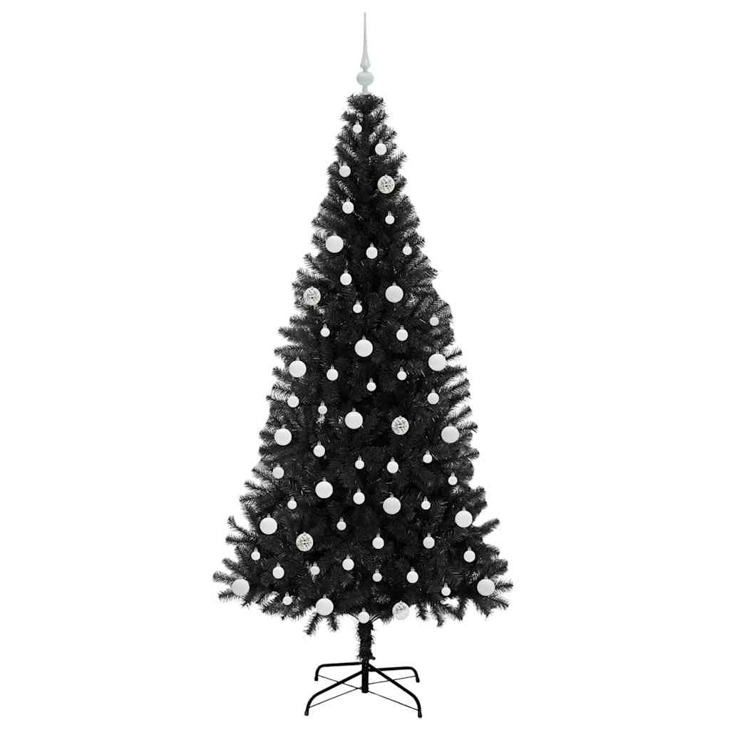 Weihnachtsbaum mit 300 LEDs mit Ständer Schwarz 210 cm PVC