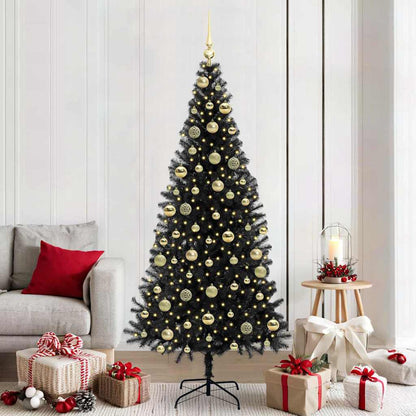 vidaXL Weihnachtsbaum mit 300 LEDs mit Ständer Schwarz 210 cm PVC