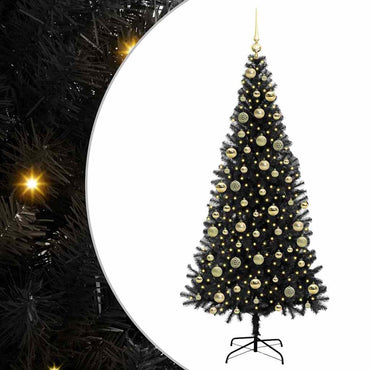 vidaXL Weihnachtsbaum mit 300 LEDs mit Ständer Schwarz 210 cm PVC