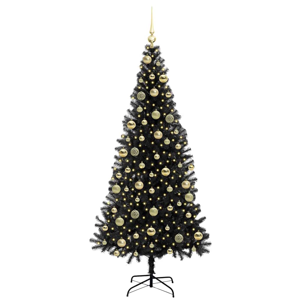 vidaXL Weihnachtsbaum mit 300 LEDs mit Ständer Schwarz 210 cm PVC