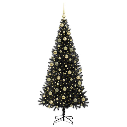 vidaXL Weihnachtsbaum mit 300 LEDs mit Ständer Schwarz 210 cm PVC