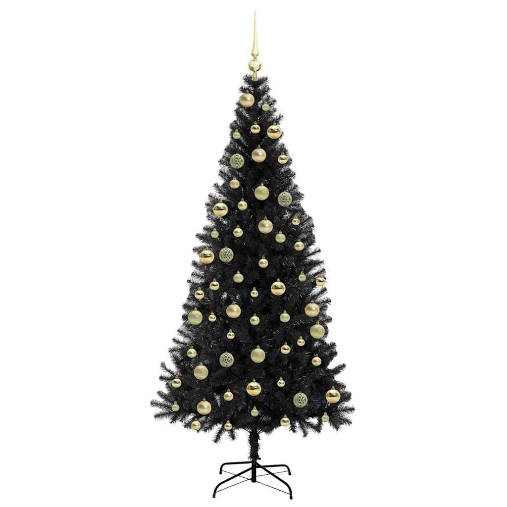 vidaXL Weihnachtsbaum mit 300 LEDs mit Ständer Schwarz 210 cm PVC