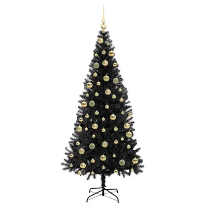 vidaXL Weihnachtsbaum mit 300 LEDs mit Ständer Schwarz 210 cm PVC