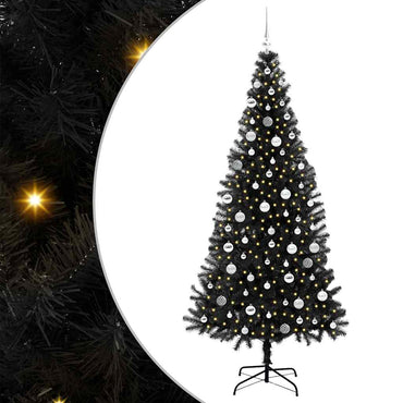 vidaXL Weihnachtsbaum mit 300 LEDs mit Ständer Schwarz 210 cm PVC