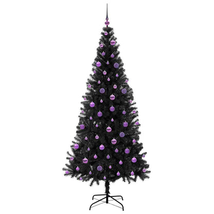 Weihnachtsbaum mit 300 LEDs mit Ständer Schwarz 210 cm PVC