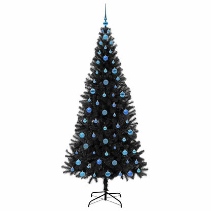 Weihnachtsbaum mit 300 LEDs mit Ständer Schwarz 210 cm PVC