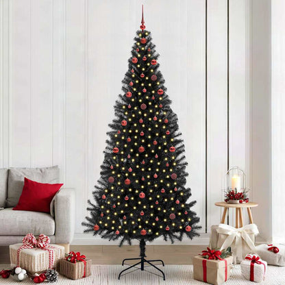 vidaXL Weihnachtsbaum mit 300 LEDs mit Ständer Schwarz 240 cm PVC