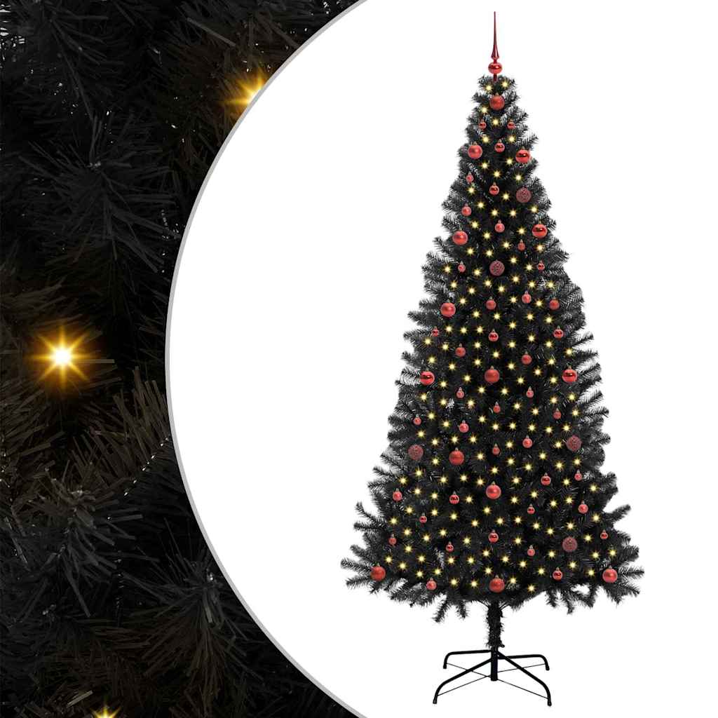 vidaXL Weihnachtsbaum mit 300 LEDs mit Ständer Schwarz 240 cm PVC