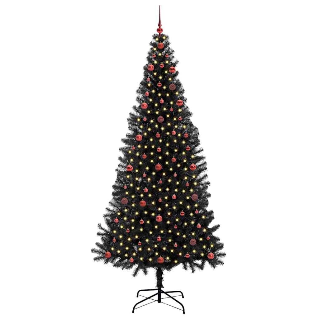 vidaXL Weihnachtsbaum mit 300 LEDs mit Ständer Schwarz 240 cm PVC
