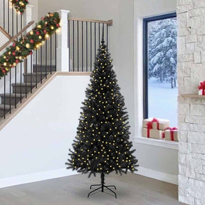 vidaXL Weihnachtsbaum mit 300 LEDs mit Ständer Schwarz 240 cm PVC