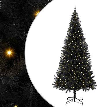 vidaXL Weihnachtsbaum mit 300 LEDs mit Ständer Schwarz 240 cm PVC